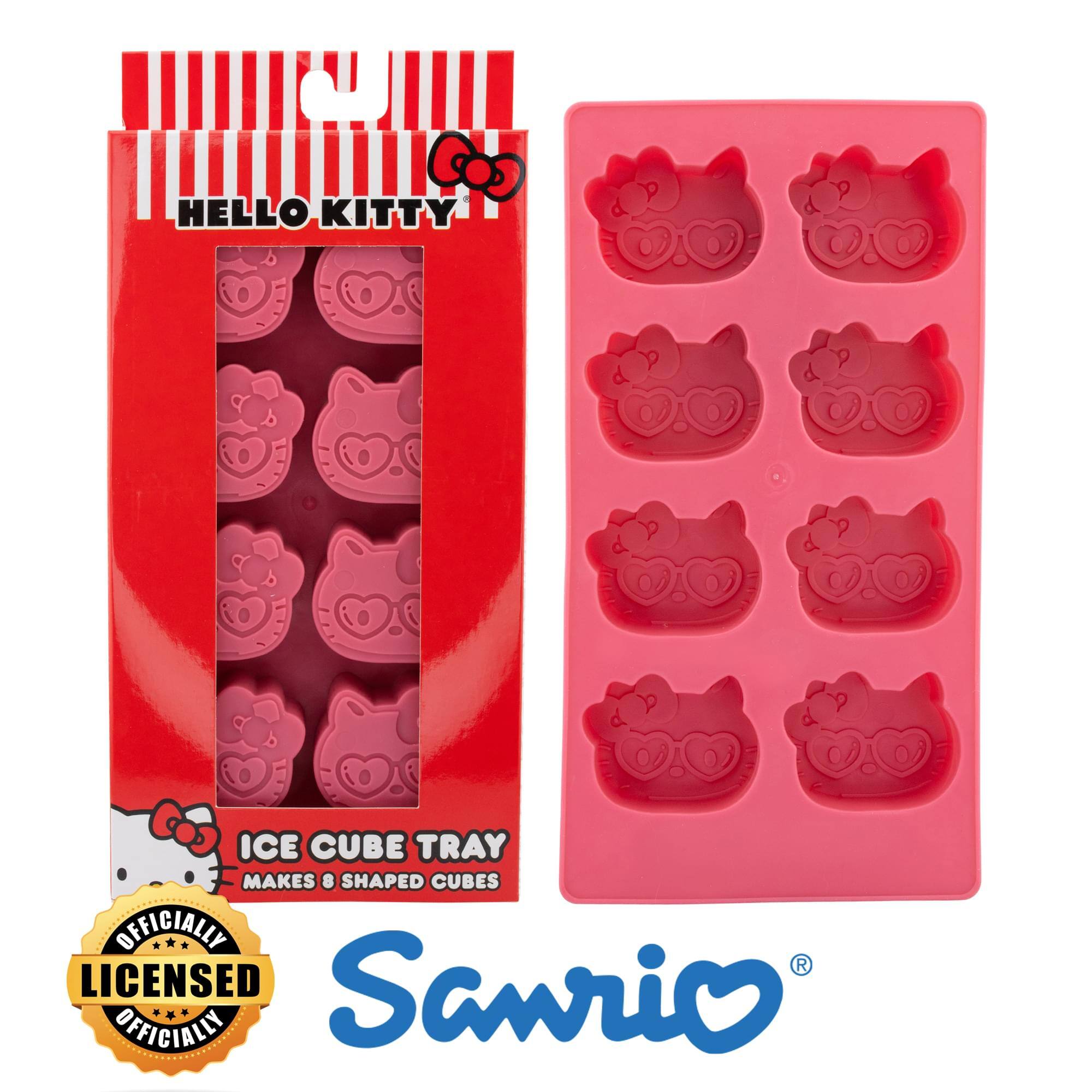 HELLO KITTY ICE CUBE TRAY  
MAKES 8 SHAPED CUBES  

OFFICIALLY LICENSED Sanrio  

ICE CUBE TRAY  
MAKES 8 SHAPED CUBES  

OFFICIALLY LICENSED