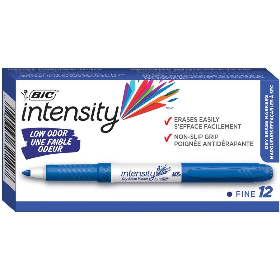 SEC : BiC intensity TM/MC MARKERS EFFACABLES ERASES EASILY S'EFFACE FACILEMENT LOW ODOR NON-SLIP GRIP ERASE UNE FAIBLE POIGNE ANTIDRAPANTE DRY MARQUEURS ODEUR LOW EIC intensity Dry Erase Marker by BC ODOR FINE 12