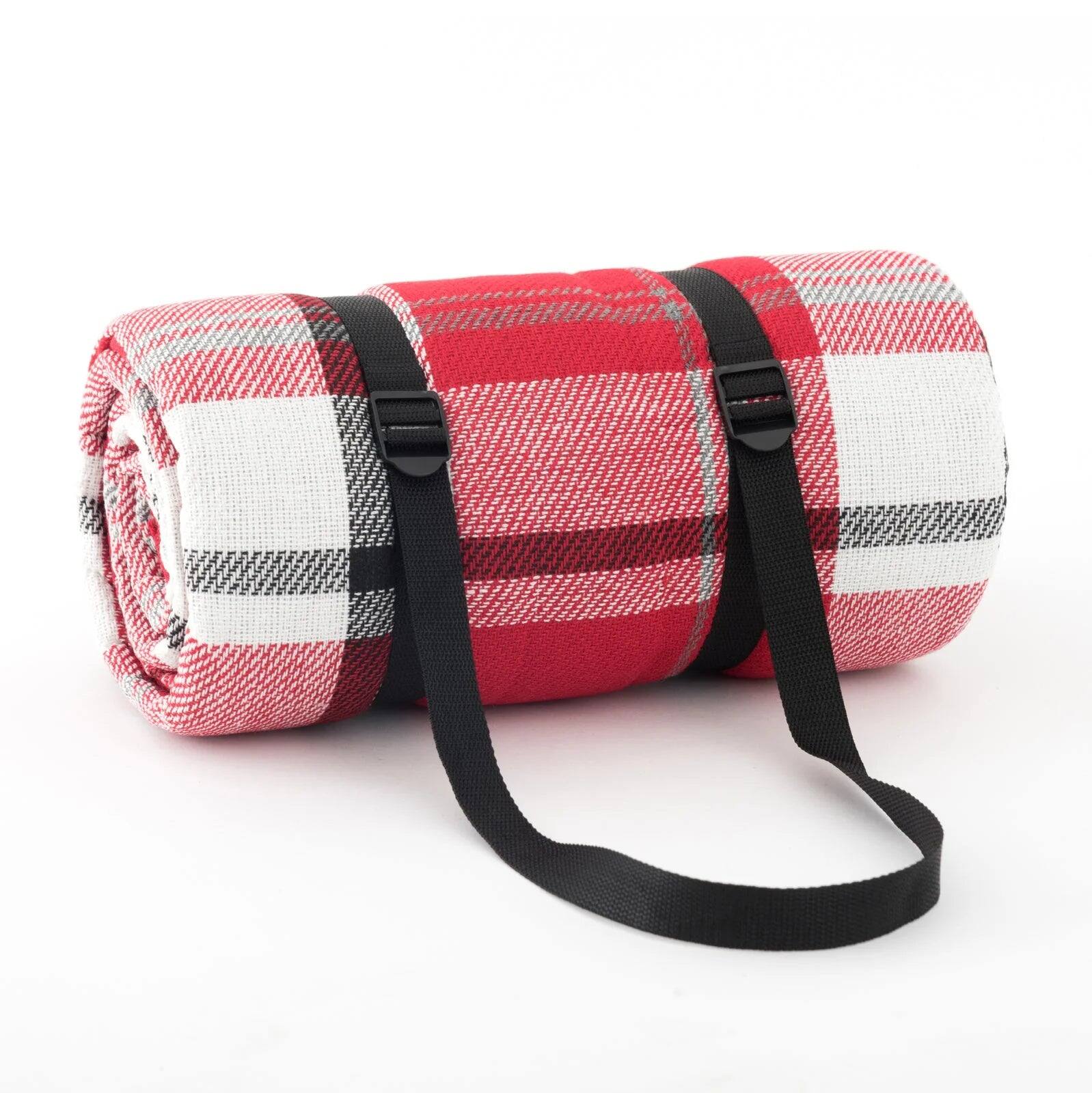 Adivo - Waterproof Outdoor Picnic Blanket - Acrylic Fabric with Plaid Print, Multiple Sizes - 150*200cm - Red Tartan