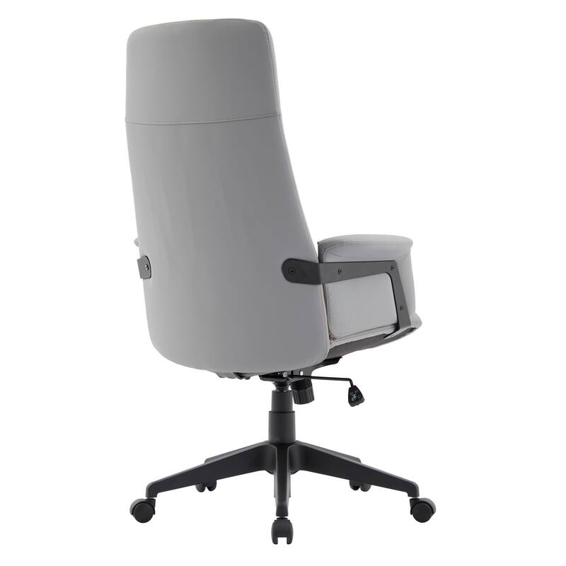 Alt View 5. LeisureMod - Inifini High Back Office Chair Ergonomic PU Leather Lumbar Support Foam Cushion Iron Frame - Grey.