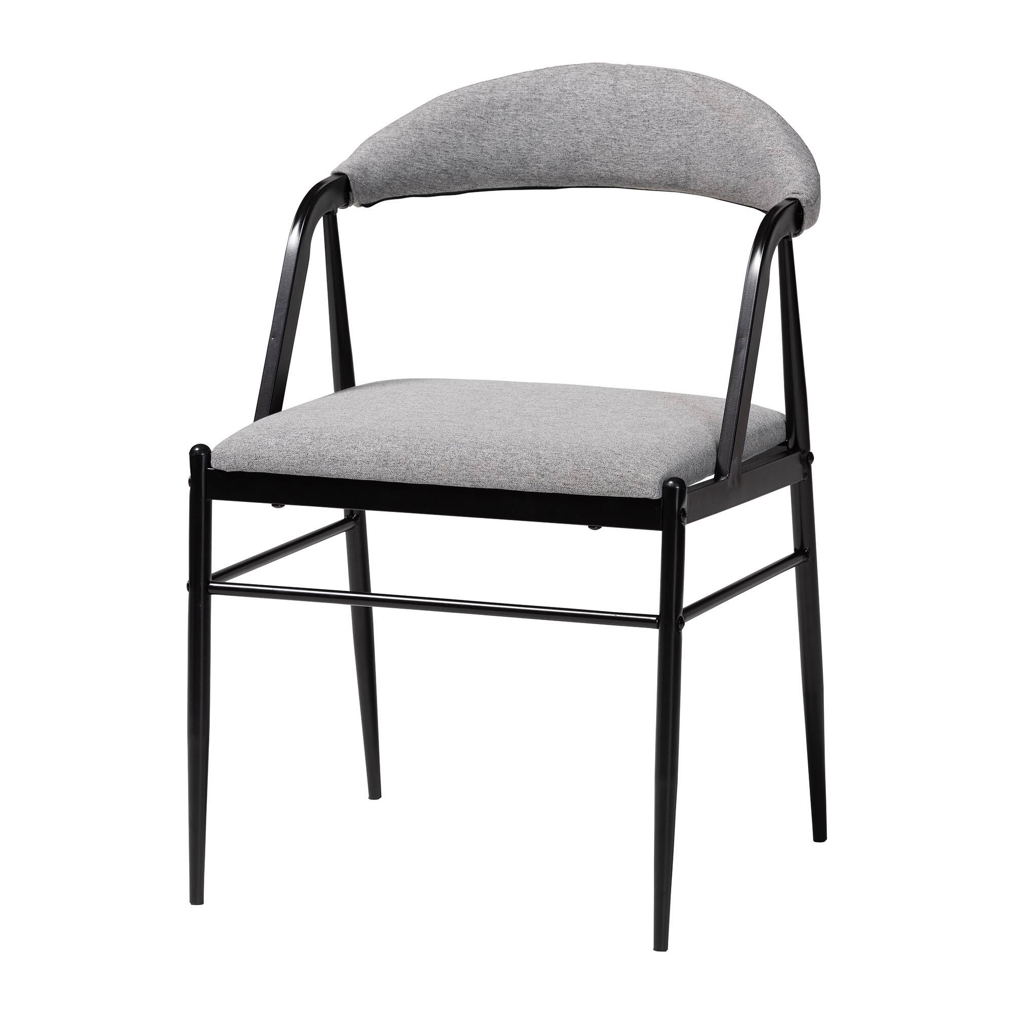 Angle. Baxton Studio - Orrin Modern Industrial Fabric and Metal 4-Piece Dining Chair Set - Grey/Black.