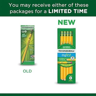 You may receive either of these packages for a LIMITED TIME

NEW
TICONDEROGA
myfirst
12
THE WORLD'S BEST PENCIL

OLD
TICONDEROGA
12
BAY FIST