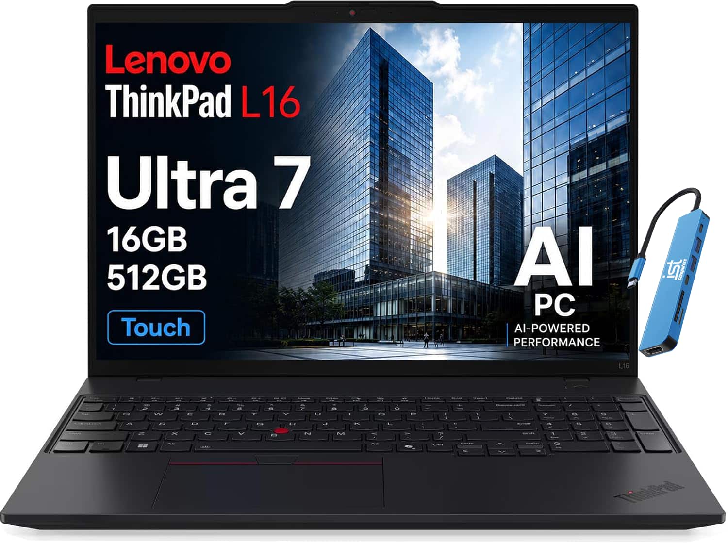 Lenovo - Upgraded - ThinkPad L16 16" FHD+ Touchscreen Laptop - Business AI PC - Intel Core Ultra 7 255U - 16GB RAM - 512GB SSD - Win11Pro - Touchscreen - Black