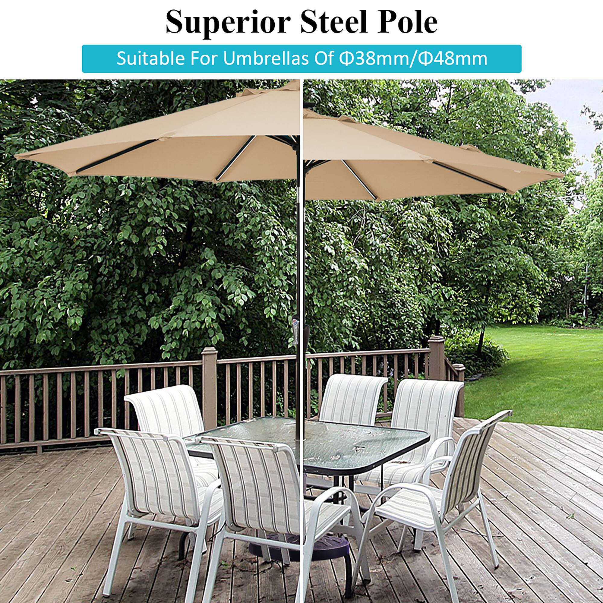 Superior Steel Pole Suitable For Umbrellas Of 38mm/48mm