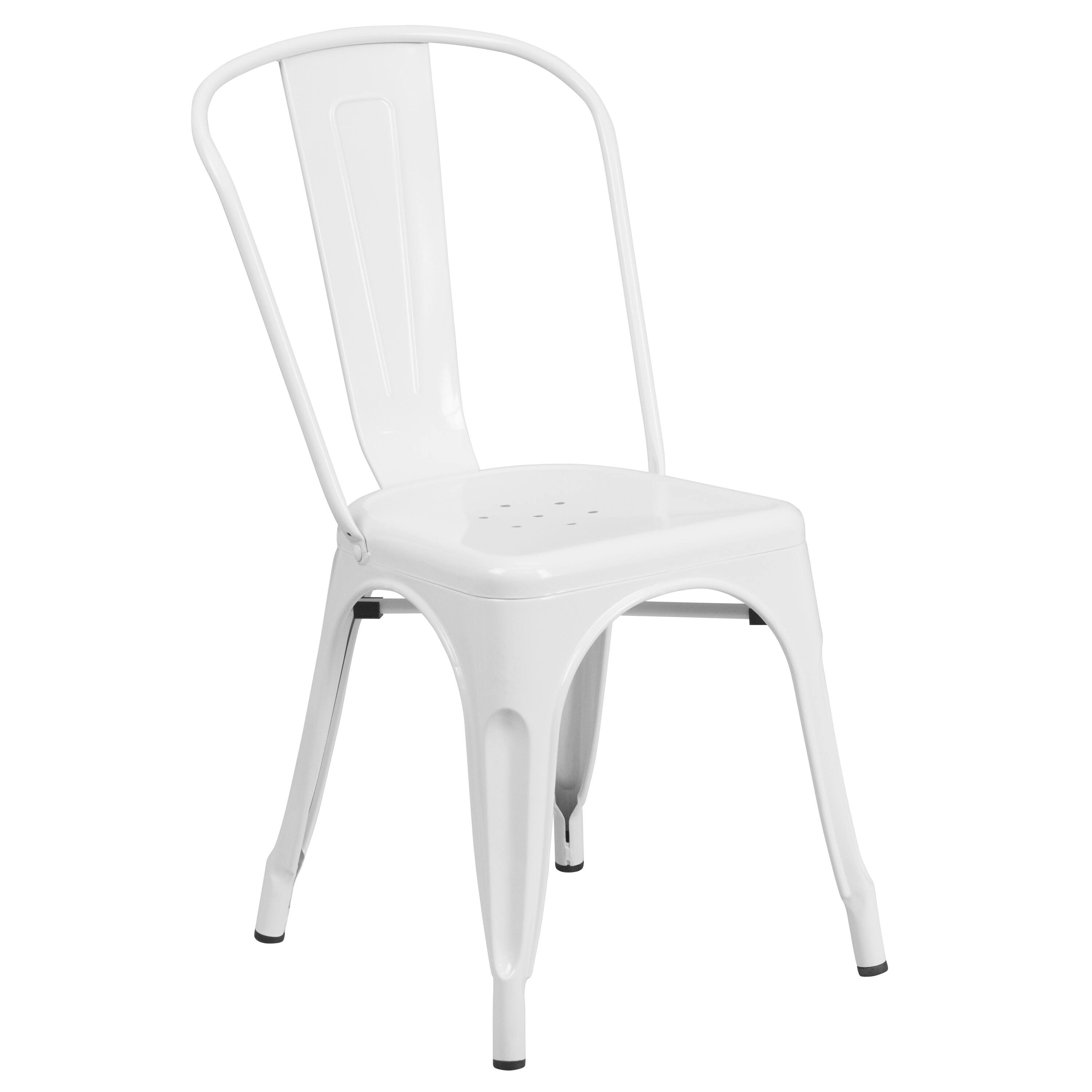 Alt View 4. Emma + Oliver - Commercial Grade 24" Round Metal Indoor-Outdoor Table Set with 2 Cafe Chairs - White.