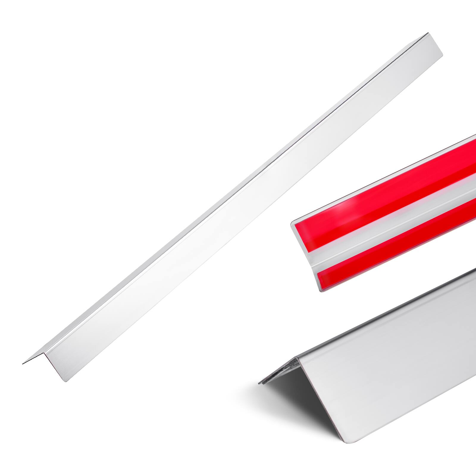 Front. VEVOR - Stainless Steel Wall Corner Protector, 2x2x48 inch,10 Pack,304 Stainless Steel Edge Trim 90-Degree Angle,with 3m Tape - Silver.