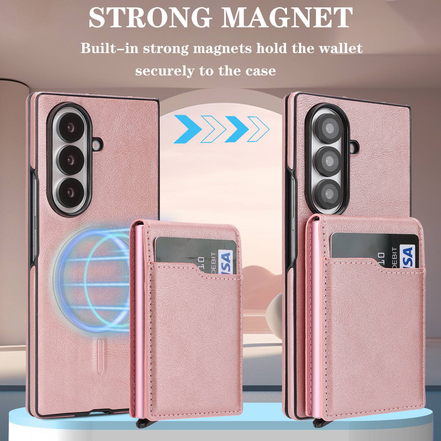 STRONG MAGNET  
Built-in strong magnets hold the wallet securely to the case  

1 DEBIT SA  
10 DEBIT SA