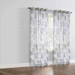 Commonwealth Home Fashions - Habitat Alba Sheer Botanical Leaf Design Touch of Nature to Your Home or Office Grommet Curtain Panel 52" x 84" - Taupe