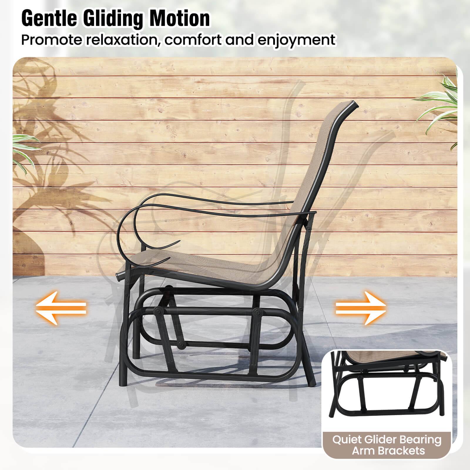Gentle Gliding Motion  
Promote relaxation, comfort and enjoyment  

Quiet Glider Bearing Arm Brackets