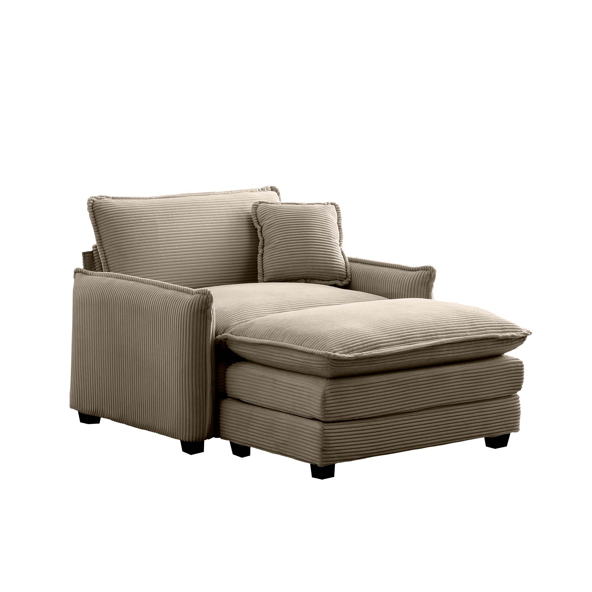 Alt View 2. LOVMOR - Single Deep Seat Sofa With Footstool With One Pillow Suitable for Living Room and Bedroom Club Multiple OccasionCame - Camel.