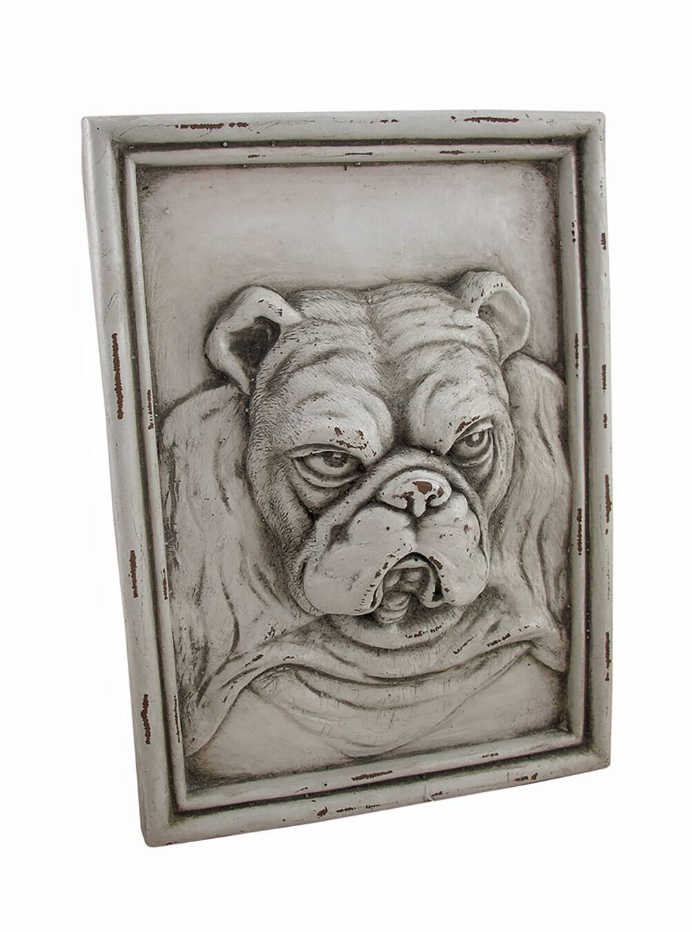Front. SPI Home - White Bulldog Resin Wall Plaque - White.