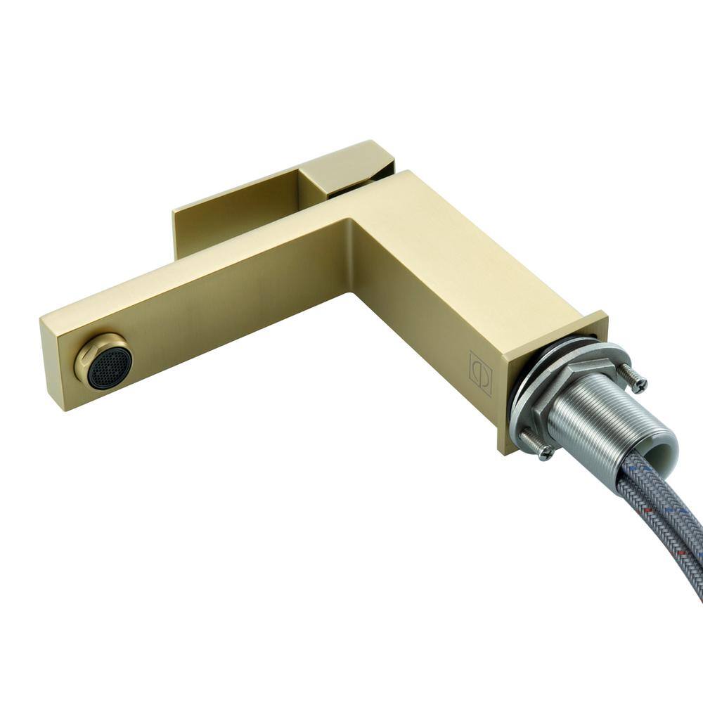 Alt View 2. Elegant Kitchen and Bath - Jakob Single Hole Single Handle Bathroom Faucet in Brushed Gold - Brushed Gold.