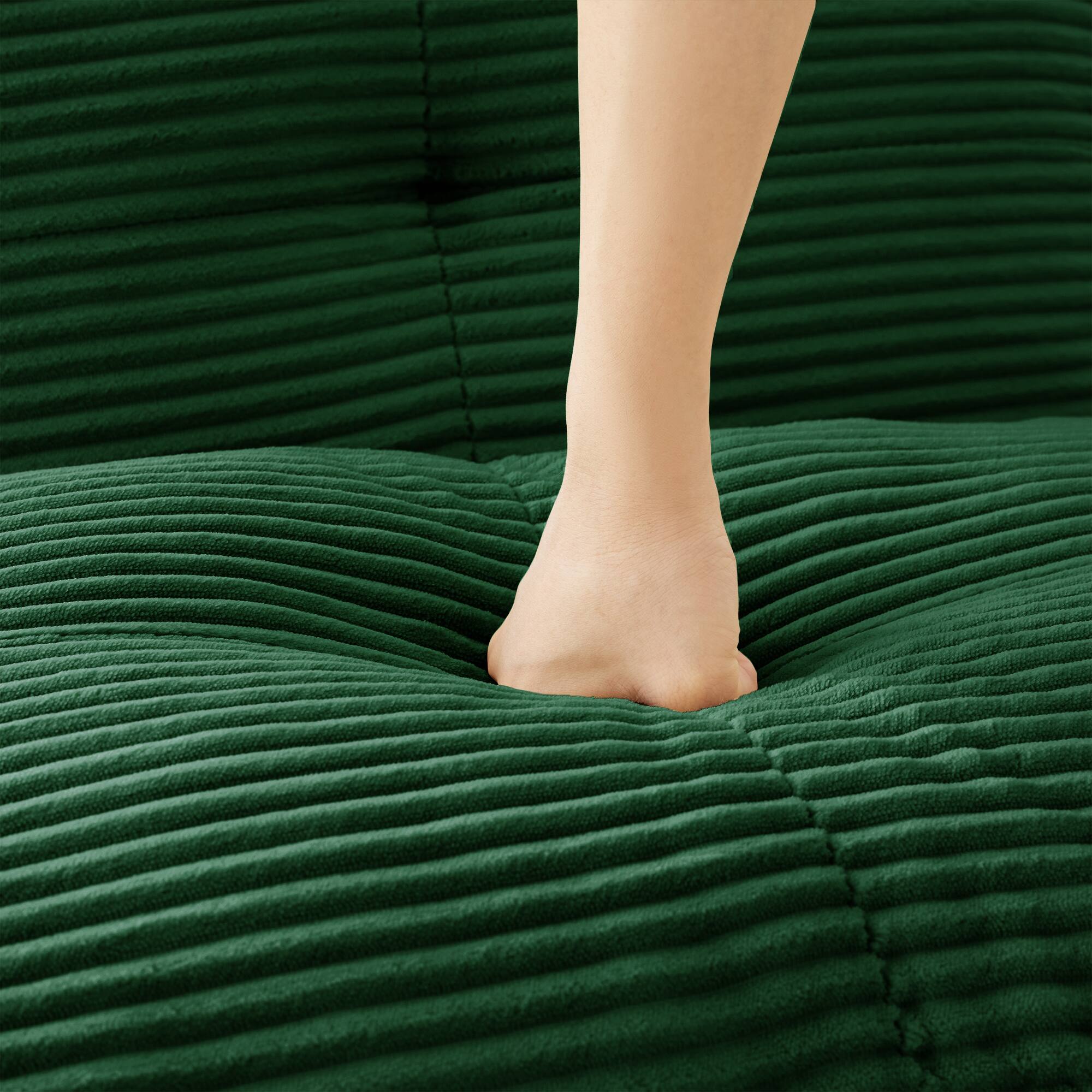 Alt View 5. LOVMOR - 4 Seater Corduroy Modular Sectional Couch Deep Seat No Assembly Compressed Pack Anti Slip Tufted For Soft Home - Green.