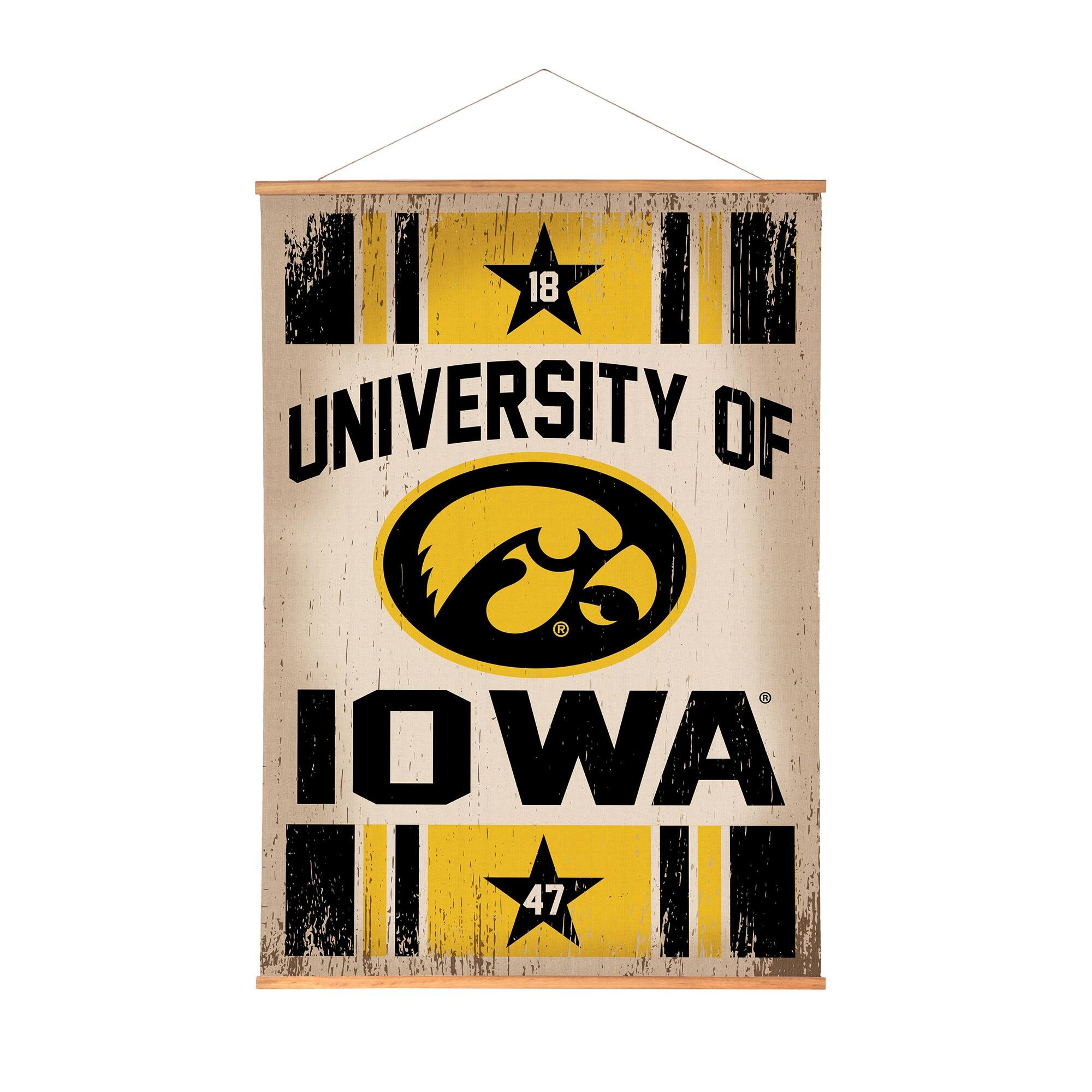 Iowa Hawkeyes 36" x 54" Large Canvas Wall Art Tapestry with Wood Frame