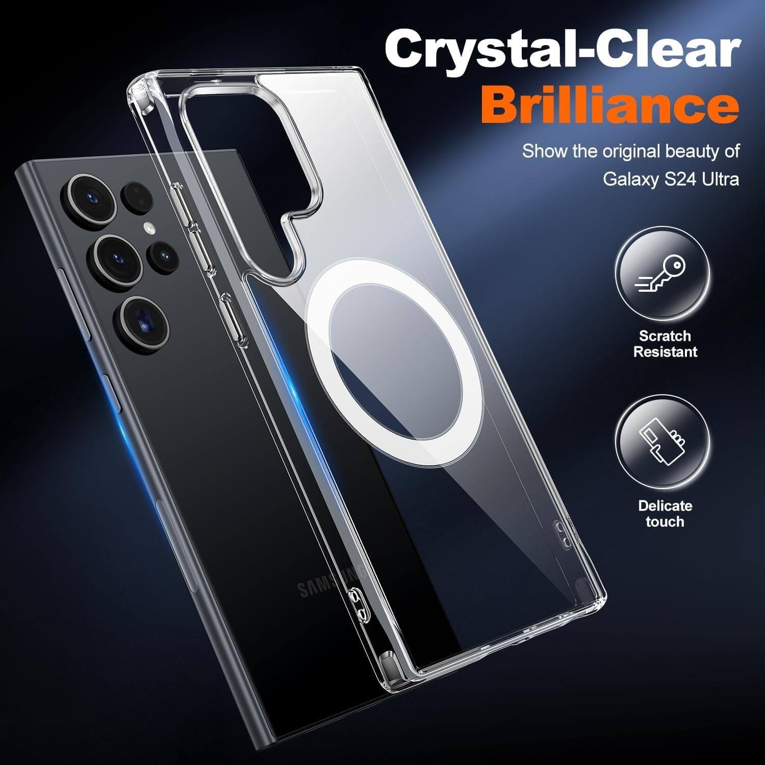 Crystal-Clear Brilliance, Show the original beauty of Galaxy S24 Ultra, Scratch Resistant, Delicate touch, SAMS