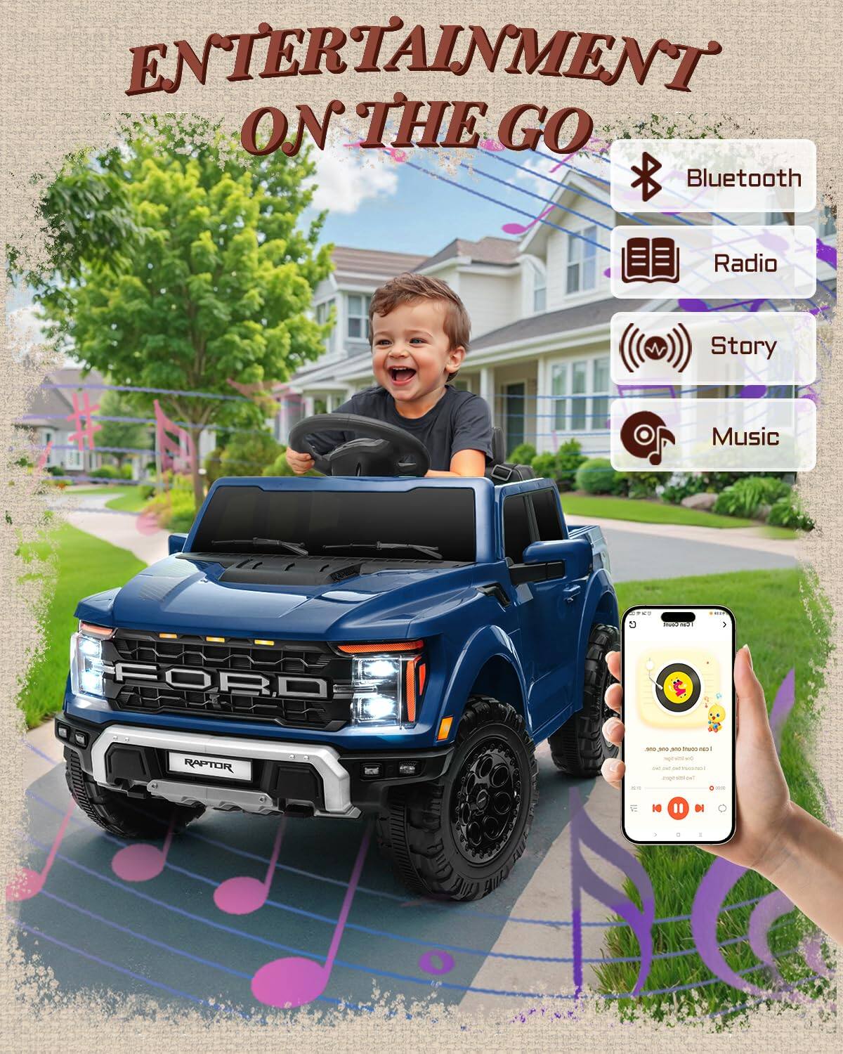ENTERTAINMENT ON THE GO

Bluetooth
Radio
Story
Music

FORD RAPTOR