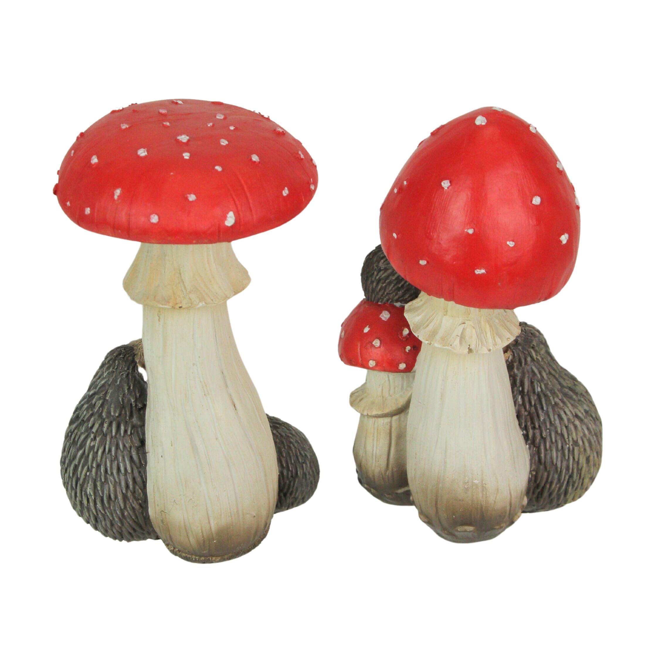 Alt View 5. Things2Die4 - Hedgehogs and Mushrooms Statue Set – Hand-Painted, Nature-Inspired Decor - Multicolored.