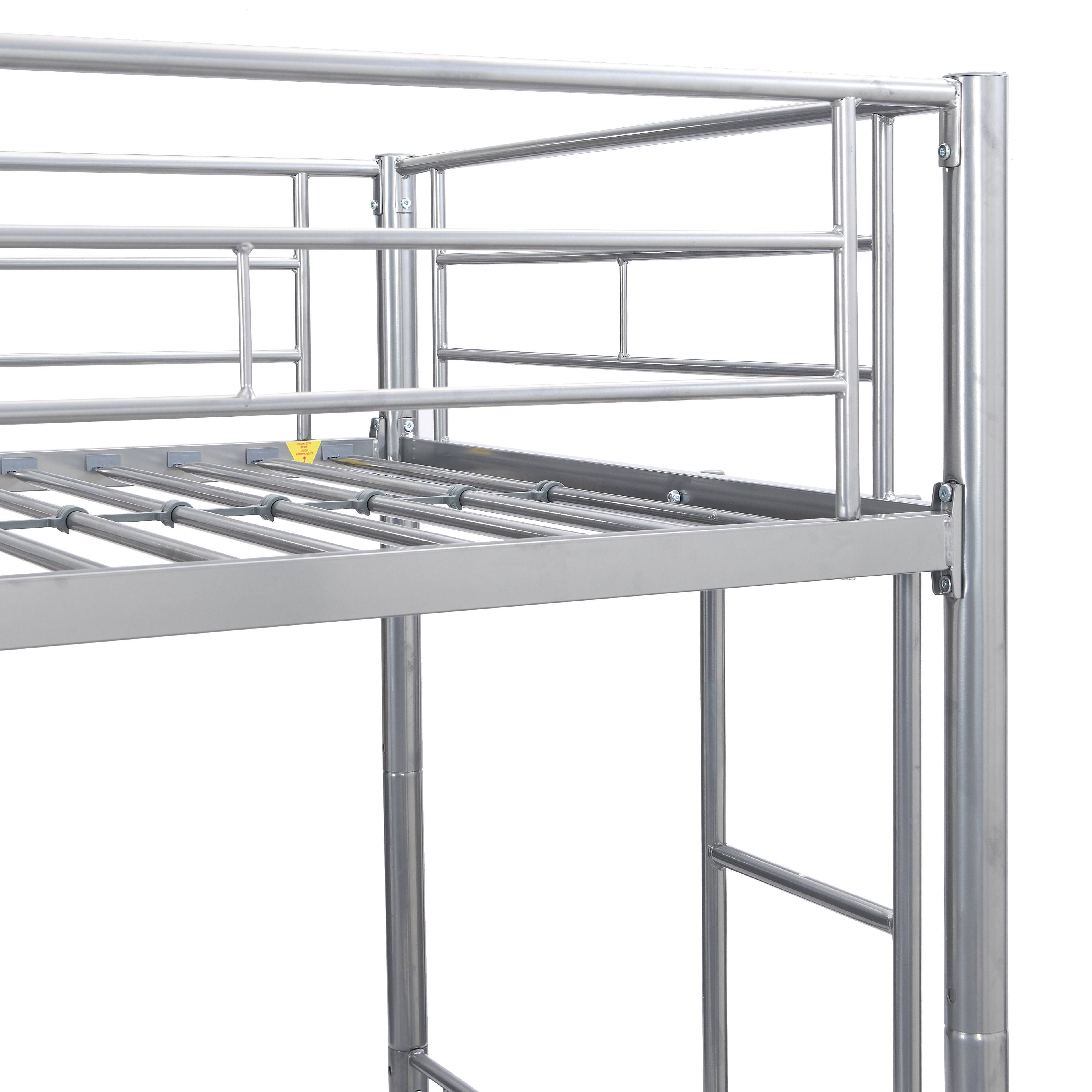 Alt View 5. Boyel Living - Metal Bunk Bed with Trundle Silver Twin Over Twin Strong Steel Frame Easy Assembly No Box Spring Needed - Silver.