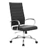 LeisureMod - Benmar High Back Leather Office Chair with Adjustable Height, Swivel Base, Ergonomic Design Modern Conference Chair - Black