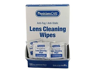 Physicians CARE  
Anti-Fog | Anti-Static  
Lens Cleaning Wipes  

100 Pre-moistened Wipes  
Made in the USA