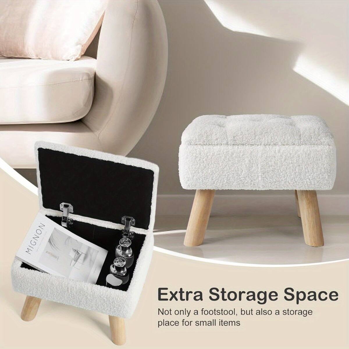 MIGNON Extra Storage Space  
Not only a footstool, but also a storage place for small items