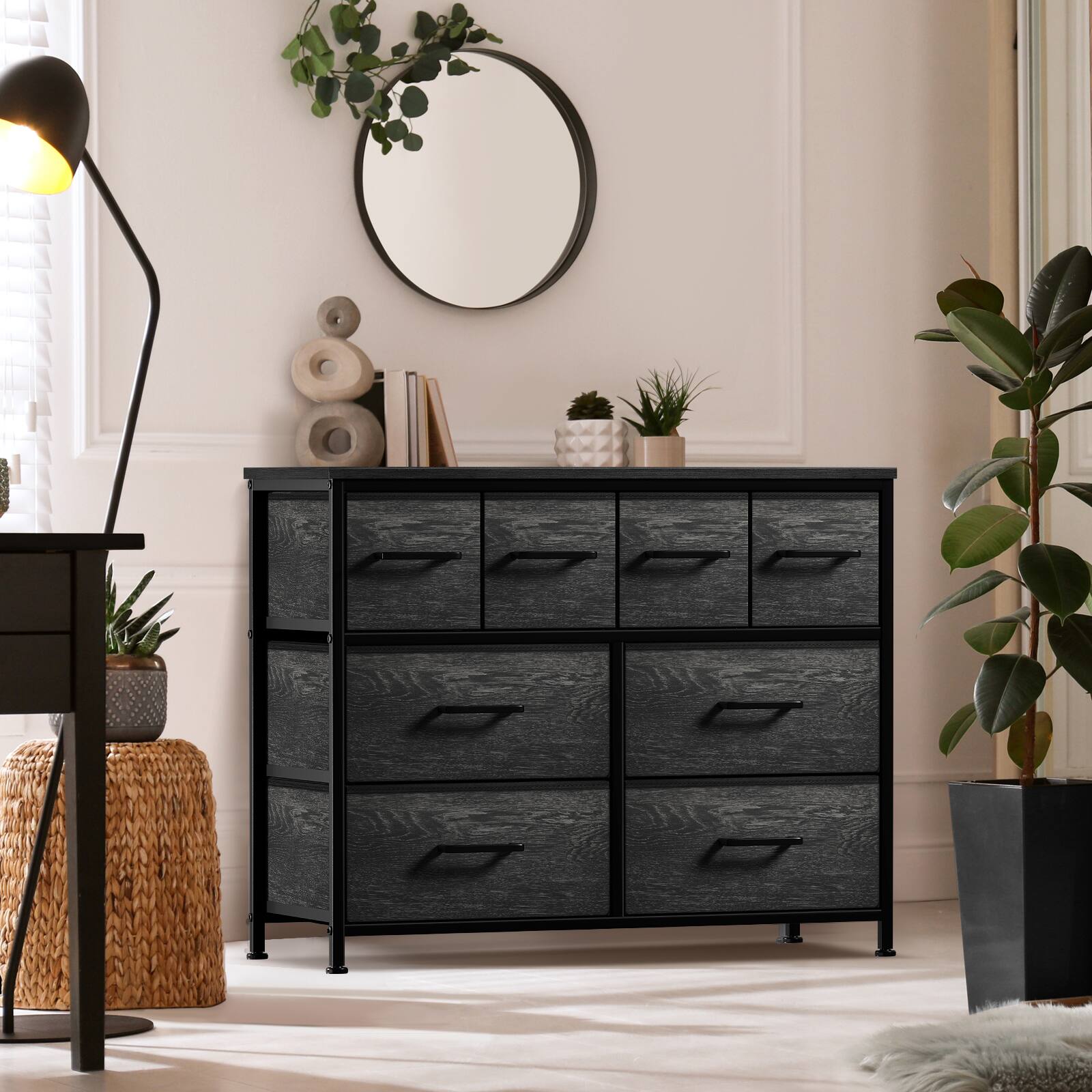 Alt View 1. Sorbus - Sorbus 8 Drawer Fabric Dresser for Bedroom, Hallway Fabric Bins - Rustic Black.