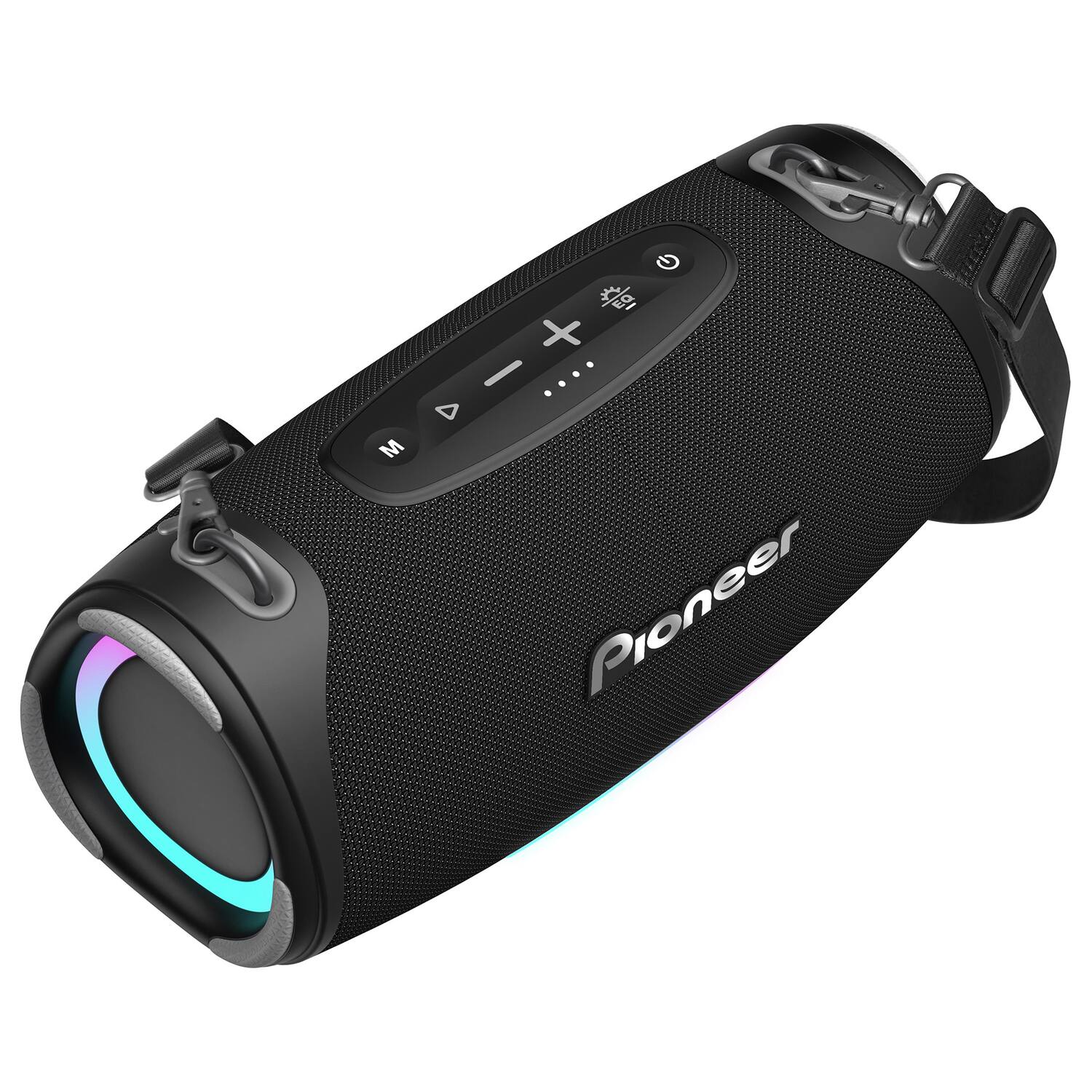 Alt View 1. Pioneer - 240W Rechargeable Bluetooth Speaker, Dual 3.5" Woofers, Lights, USB Charging, Waterproof, 20 Hr Play Time - Black.