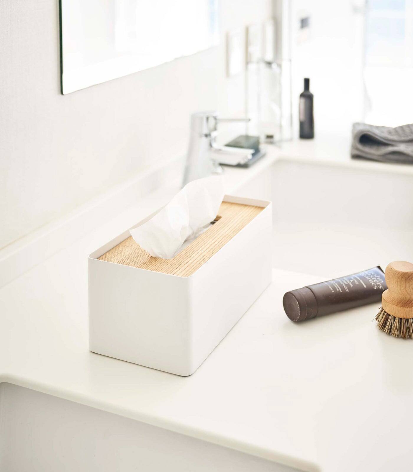 Alt View 1. Yamazaki Home - Tissue Box Cover - Rectangle - Steel - Ash.