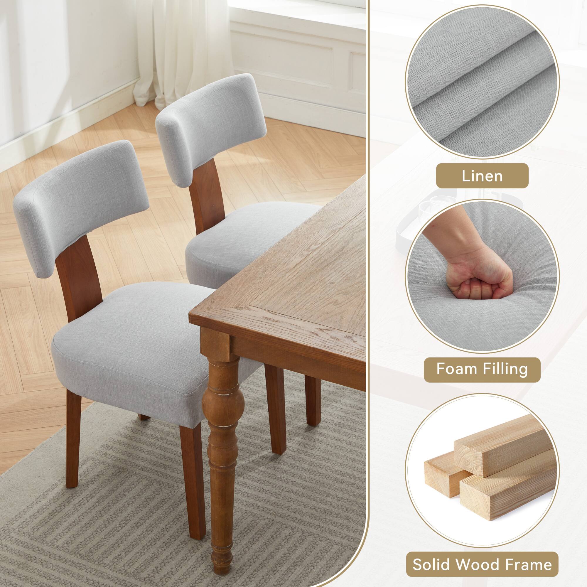 Linen Foam Filling Solid Wood Frame