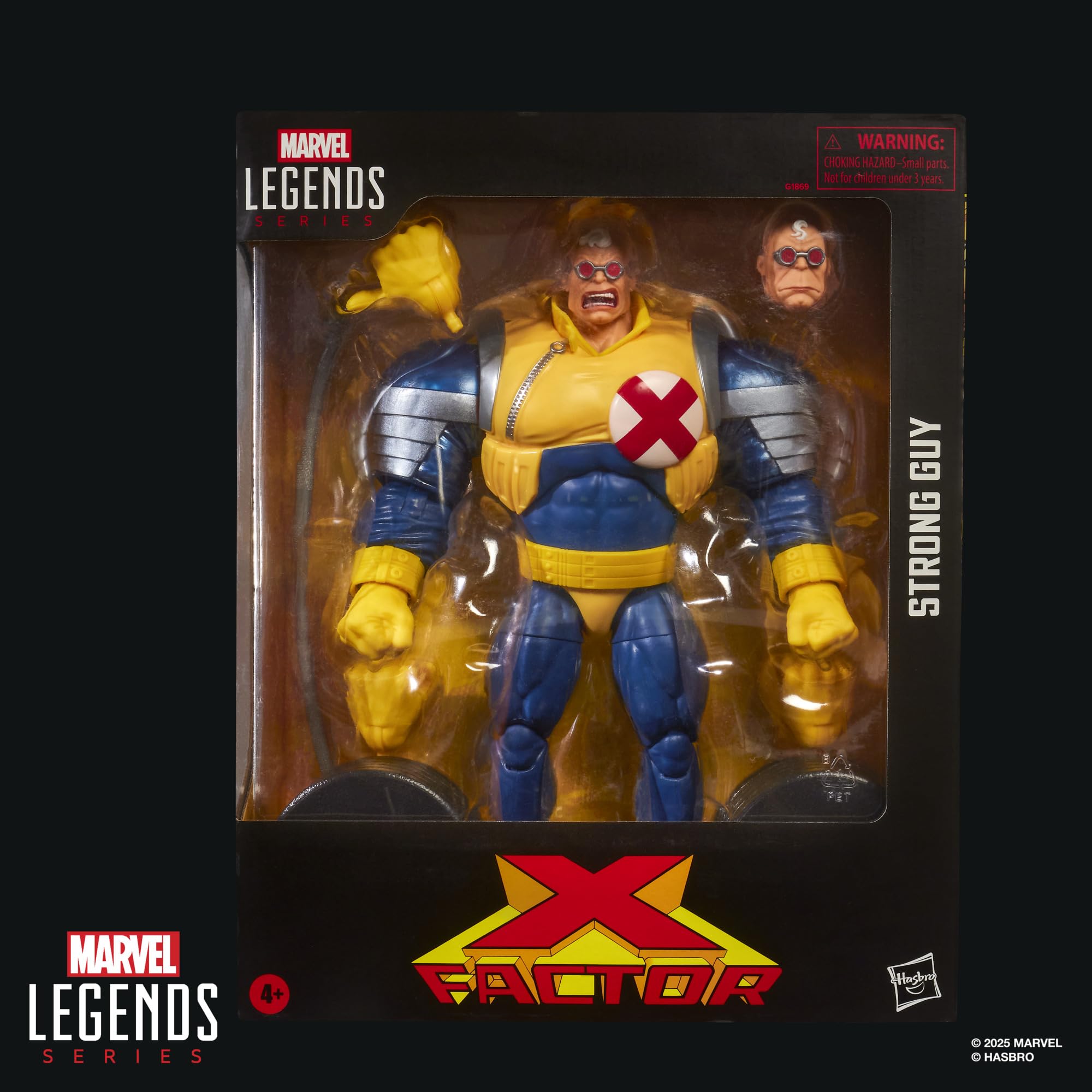 MARVEL LEGENDS SERIES  
WARNING: CHOKING HAZARD - Small parts. Not for children under 3 years.  
STRONG GUY  
X FACTOR  
MARVEL LEGENDS SERIES  
4+  
© 2025 MARVEL & HASBRO