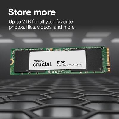 Crucial E100 480GB PCIe 4.0 Gen4 2280 NVMe M.2 Internal SSD Crucial E100 480GB PCIe 4.0 Gen4 2280 NVMe M.2 Internal SSD