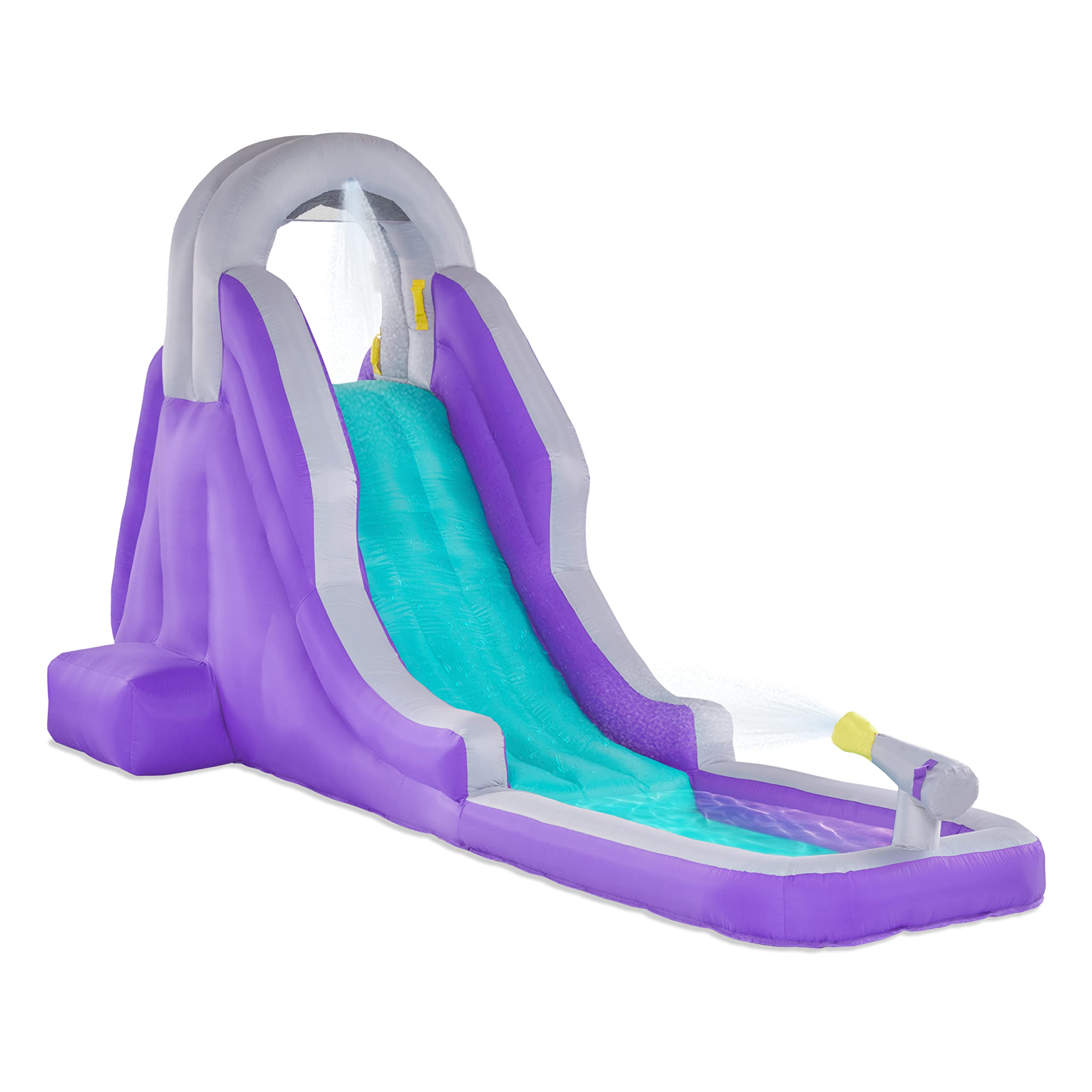 Sunny & Fun Compact Inflatable Water Slide Park with Climbing Wall ...