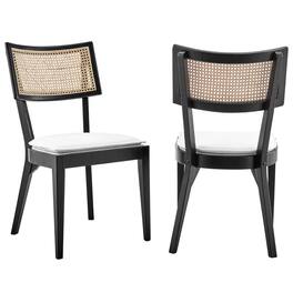 Caledonia Fabric Upholstered Wood Dining Chair Set of 2 by Modway - White