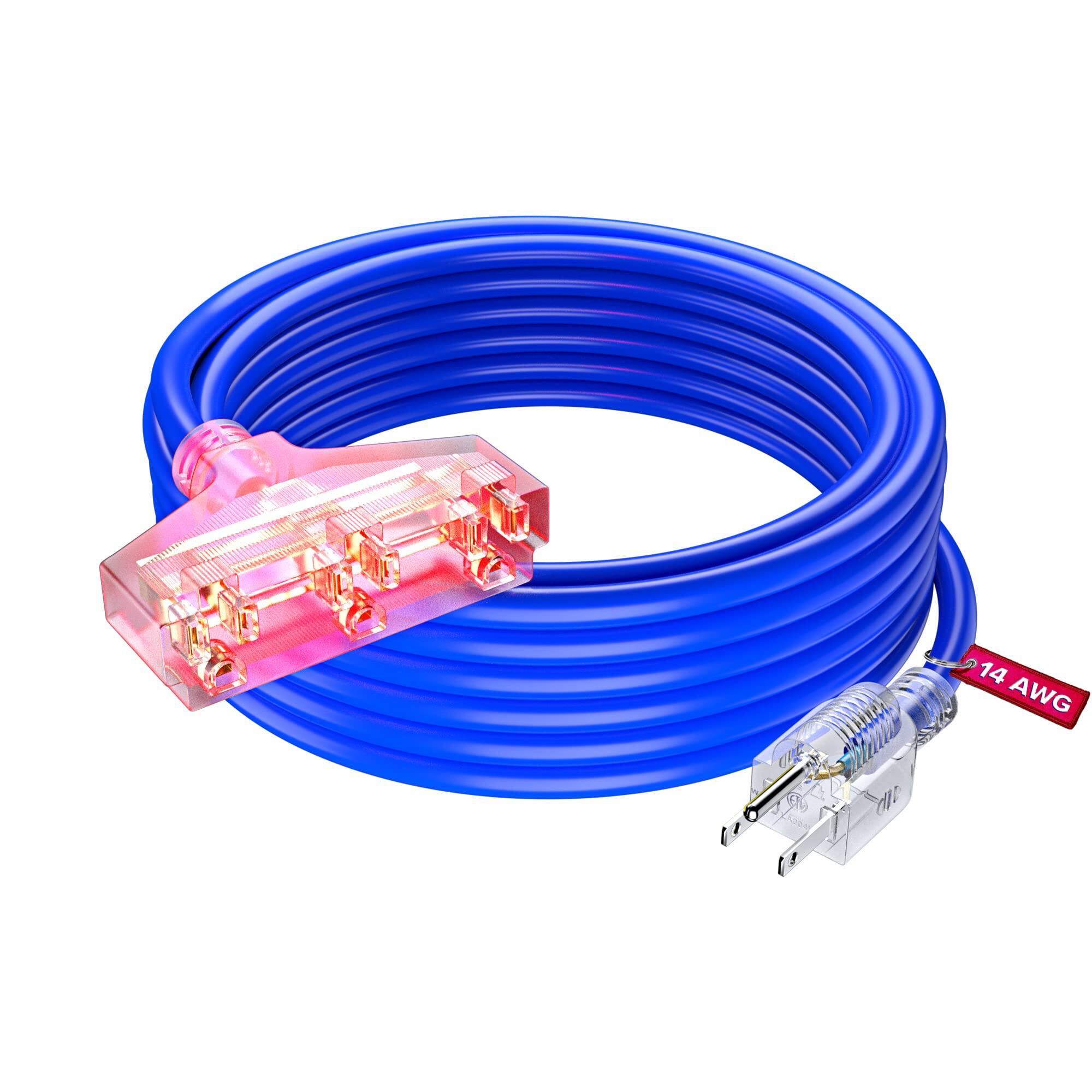 Front. Maximm - Extension Cord 30 ft, Extension Cord with Multiple Outlets, SJTW 14 Gauge ETL Listed - Blue.