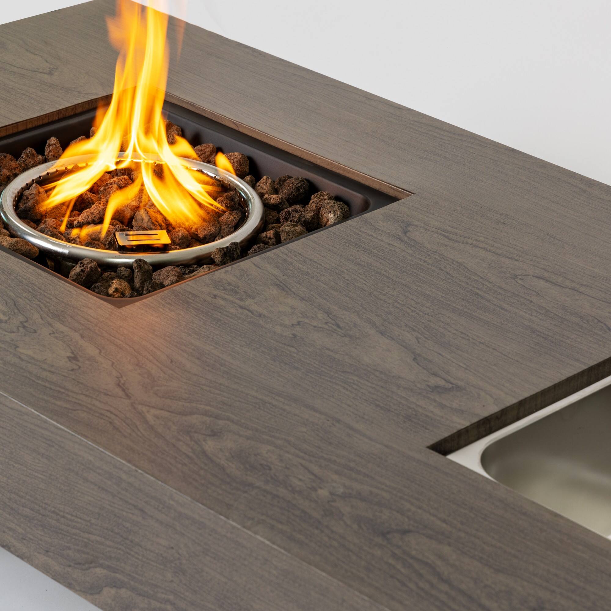 Alt View 2. PexFix - 54 in. Iron Fire Pit Table w/ Ice Bucket Design & Waterproof Cover – Perfect for Patios & Outdoor Entertaining - Grey.