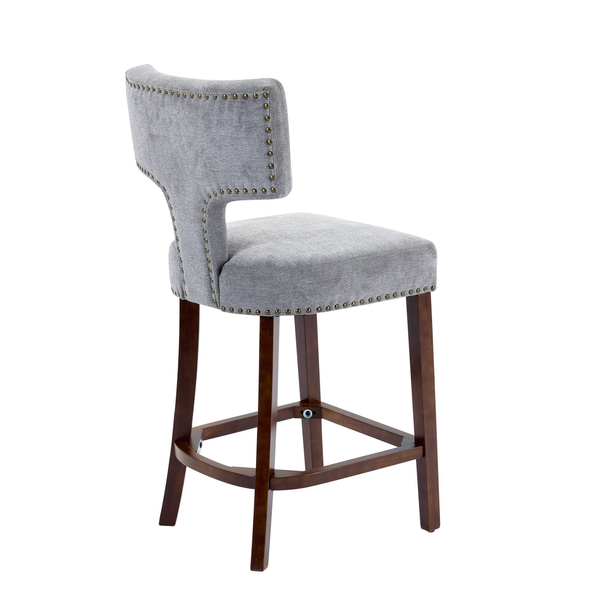 Alt View 2. APRILSOUL - Mid Century Modern Counter Height Bar Stools Set of 2 Farmhouse Linen Upholstered Accent Chair Gray - White.