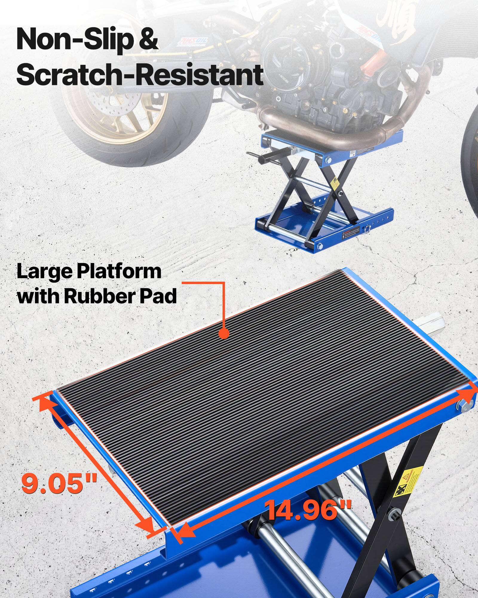 Non-Slip & Scratch-Resistant  
Large Platform with Rubber Pad  
9.05" x 14.96"