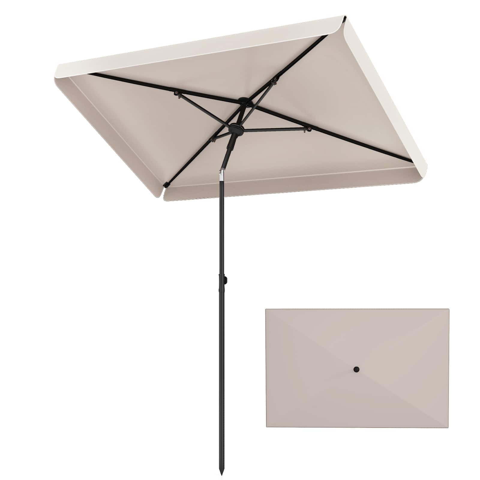 Costway - Rectangular Outdoor Balcony Umbrella, Push Button Tilt, Portable Carrying Bag - Beige price history on PriceWatchPro