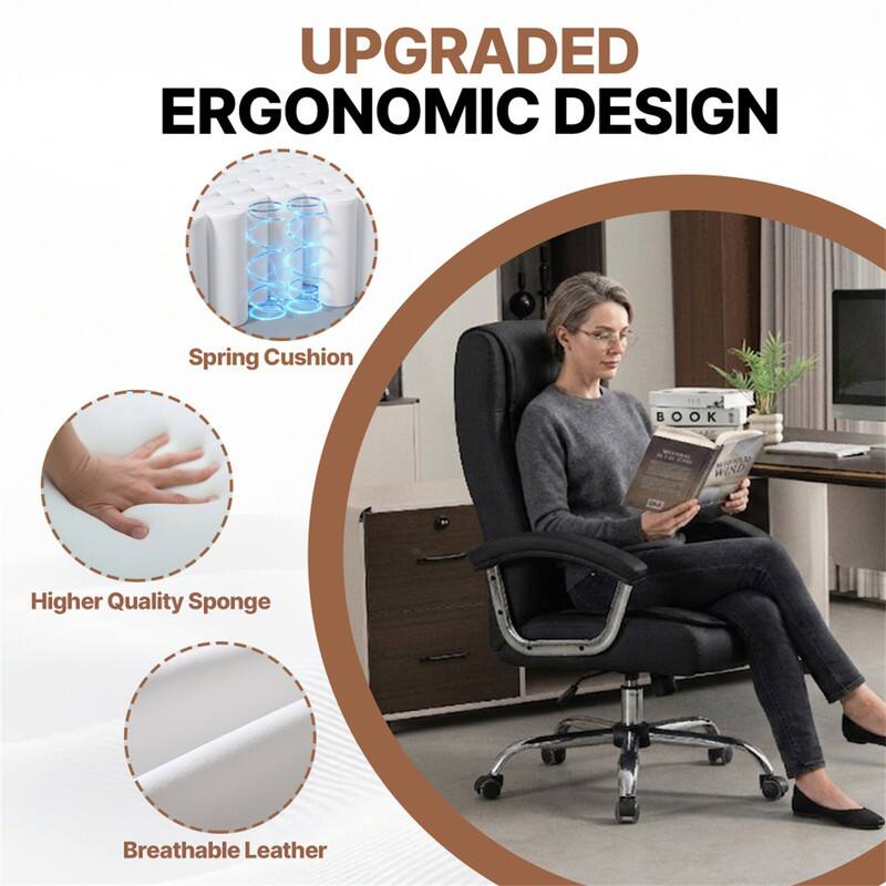UPGRADED ERGONOMIC DESIGN

- Spring Cushion
- Higher Quality Sponge
- Breathable Leather