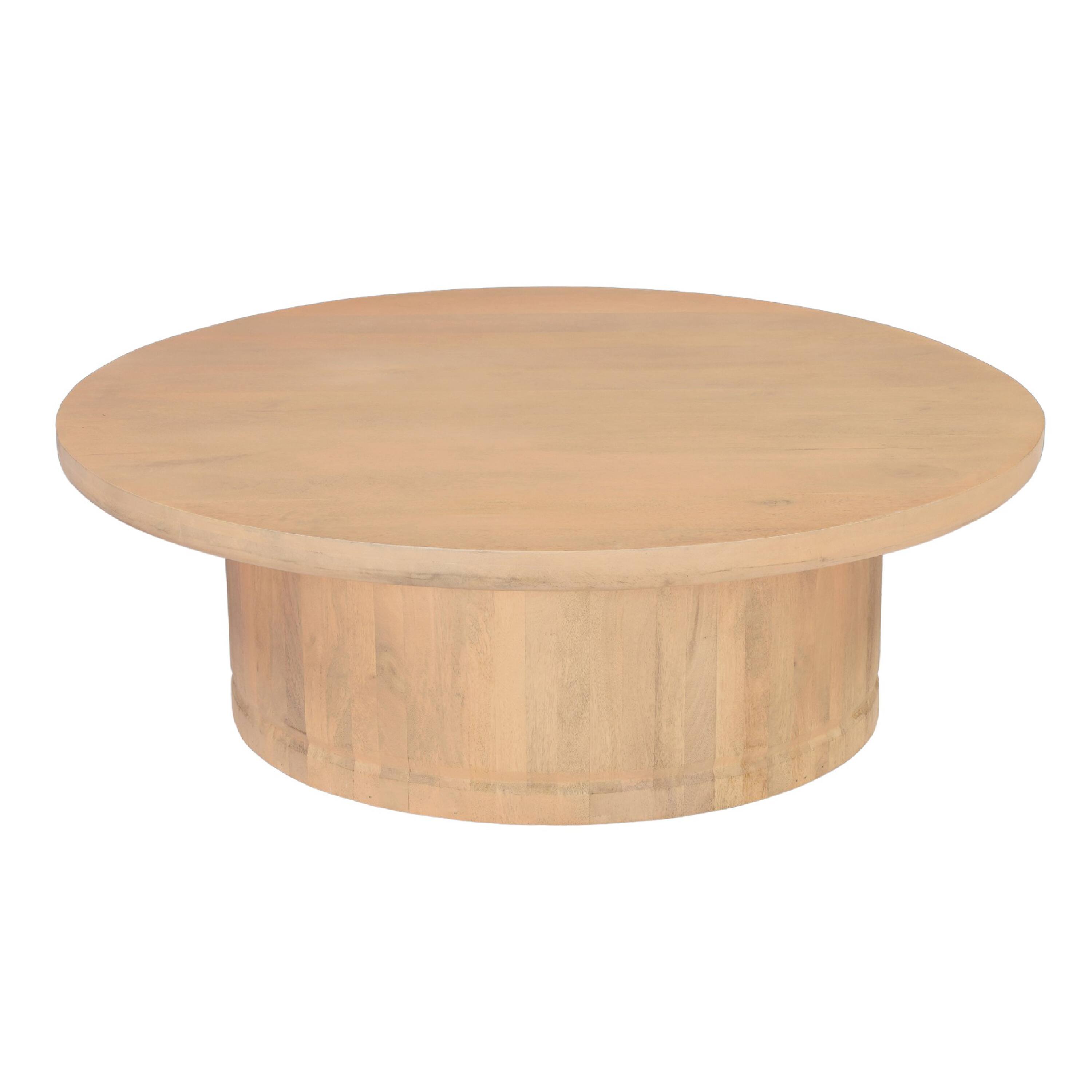 Manhattan Lane - Bela Coffee Table | 47 Inch Round Top | Handcrafted Mango Wood Pedestal Base - Beige