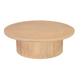 Manhattan Lane - Bela Coffee Table | 47 Inch Round Top | Handcrafted Mango Wood Pedestal Base - Beige