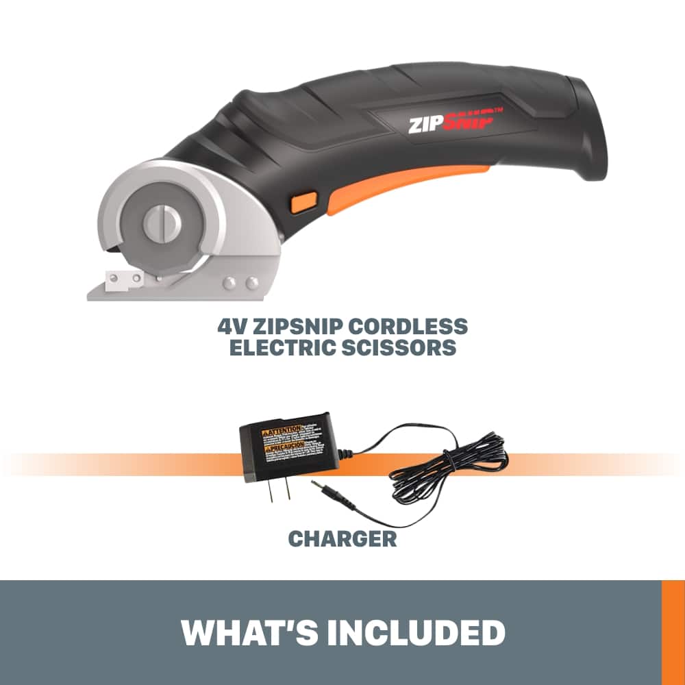 Alt View 11. WORX - 4V ZipSnip Electric Rechargeable Cordless Electric Scissors, Fabric Scissors, Rotary Cutter with self sharpening blade - Black.