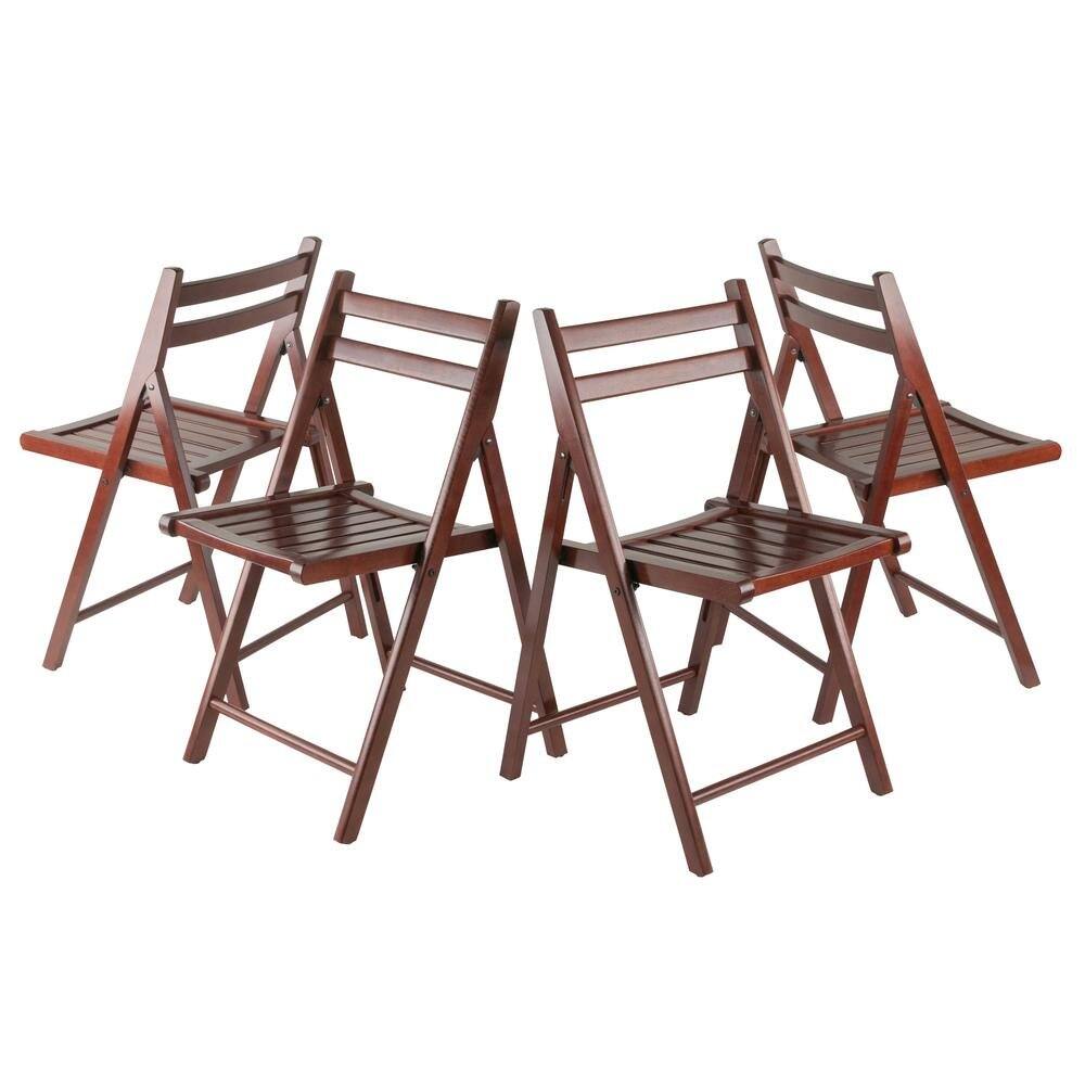 Left. FurniFact - Walnut Folding Chair Set – 4-Pack Folding Wood Chairs for Easy Storage - Walnut.