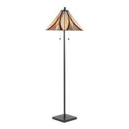 Loheer - Oil Rubbed Bronze Floor Lamp 63 Inch with Brown Cream Glass Shade Traditional Bedroom Lighting - Bronze,Brown,Cream