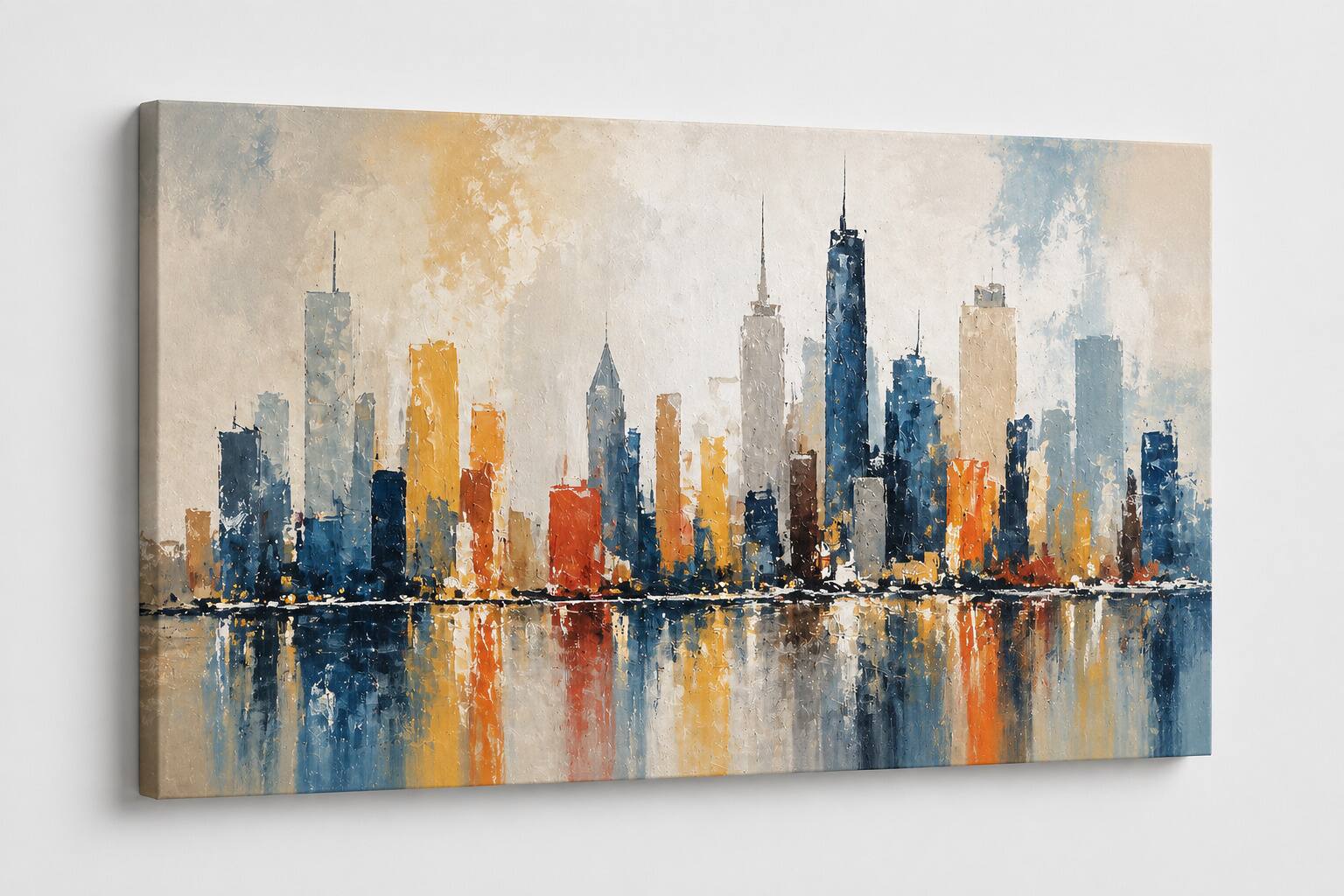Front. FC Design - Large Canvas 24x36" Abstract Cityscape Colorful Skyline Art Painting Home Wall Décor - MultiColor.