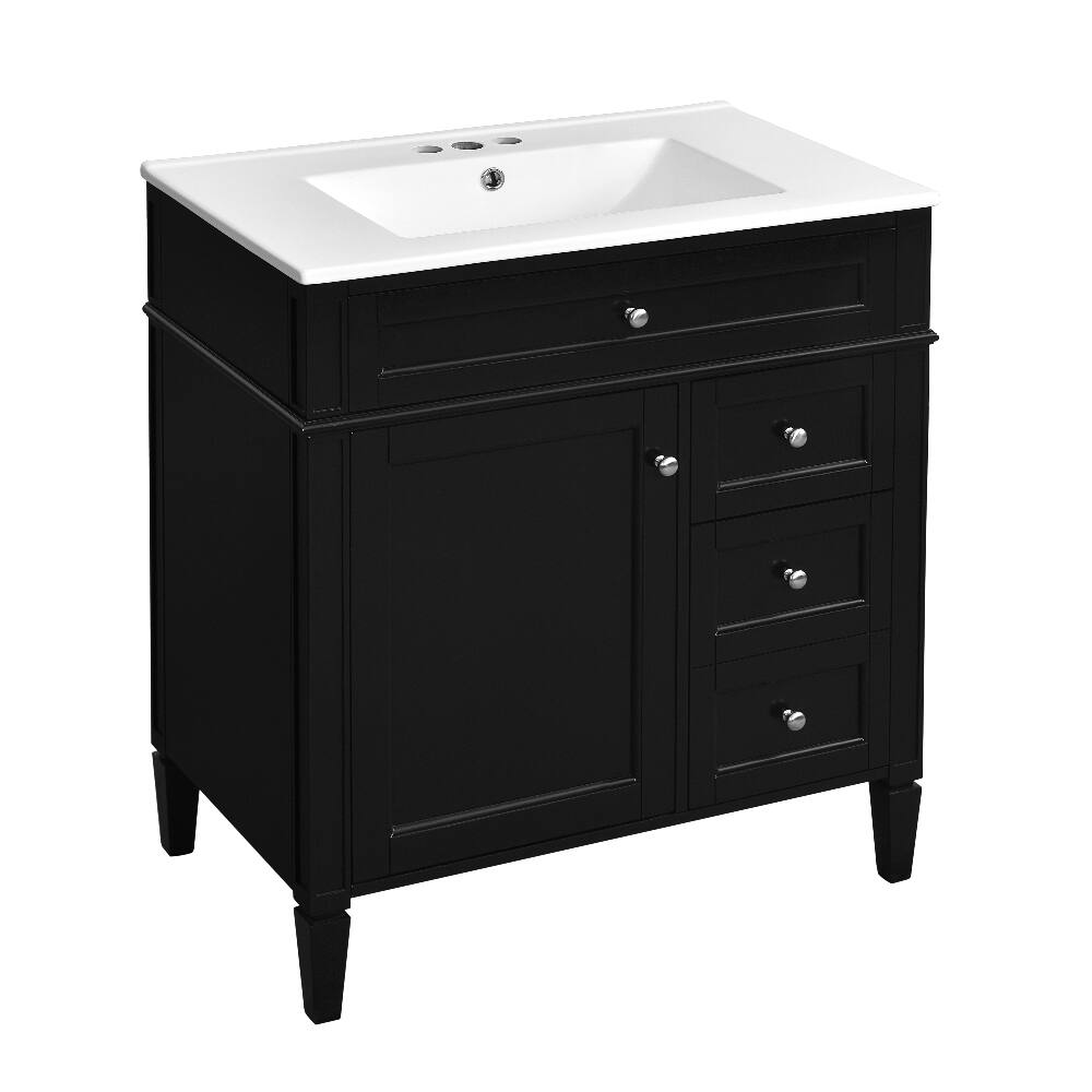 Alt View 6. Loheer - Loheer 30 inch bathroom vanity with sink Black Modern Cabinet - Black.