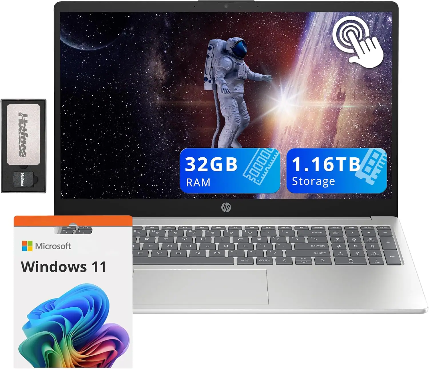 HP - 15.6" Touchscreen Laptop,Intel i3-1215U,32GB RAM,1TB SSD+128GB Docking Station,Intel UHD Graphics,Win 11 - Silver