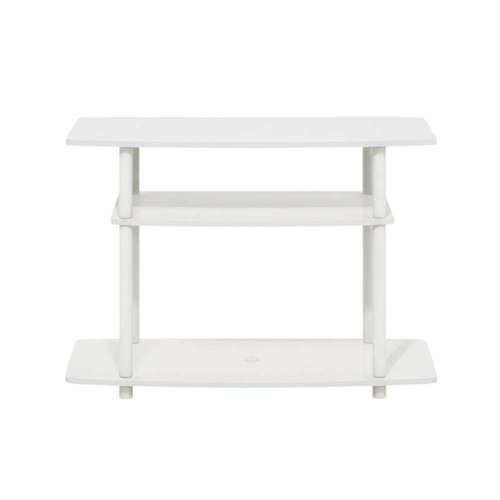 Alt View 3. FurniFact - White 3-Tier TV Stand with Rubberwood & Walnut Veneers for Modern Living - White.