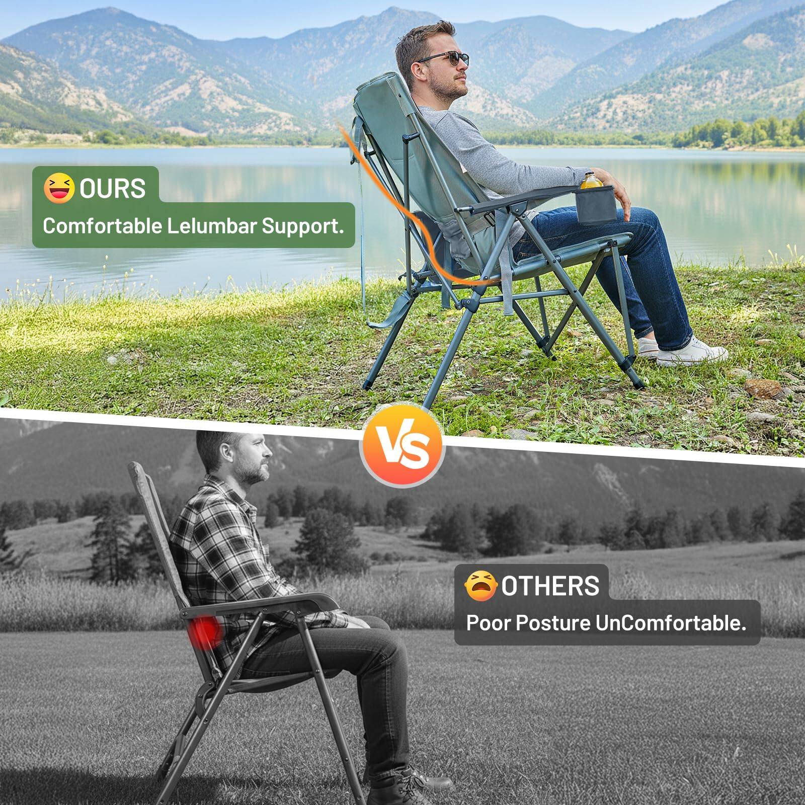 **OURS**  
Comfortable Lelumbar Support.

**VS**

**OTHERS**  
Poor Posture UnComfortable.