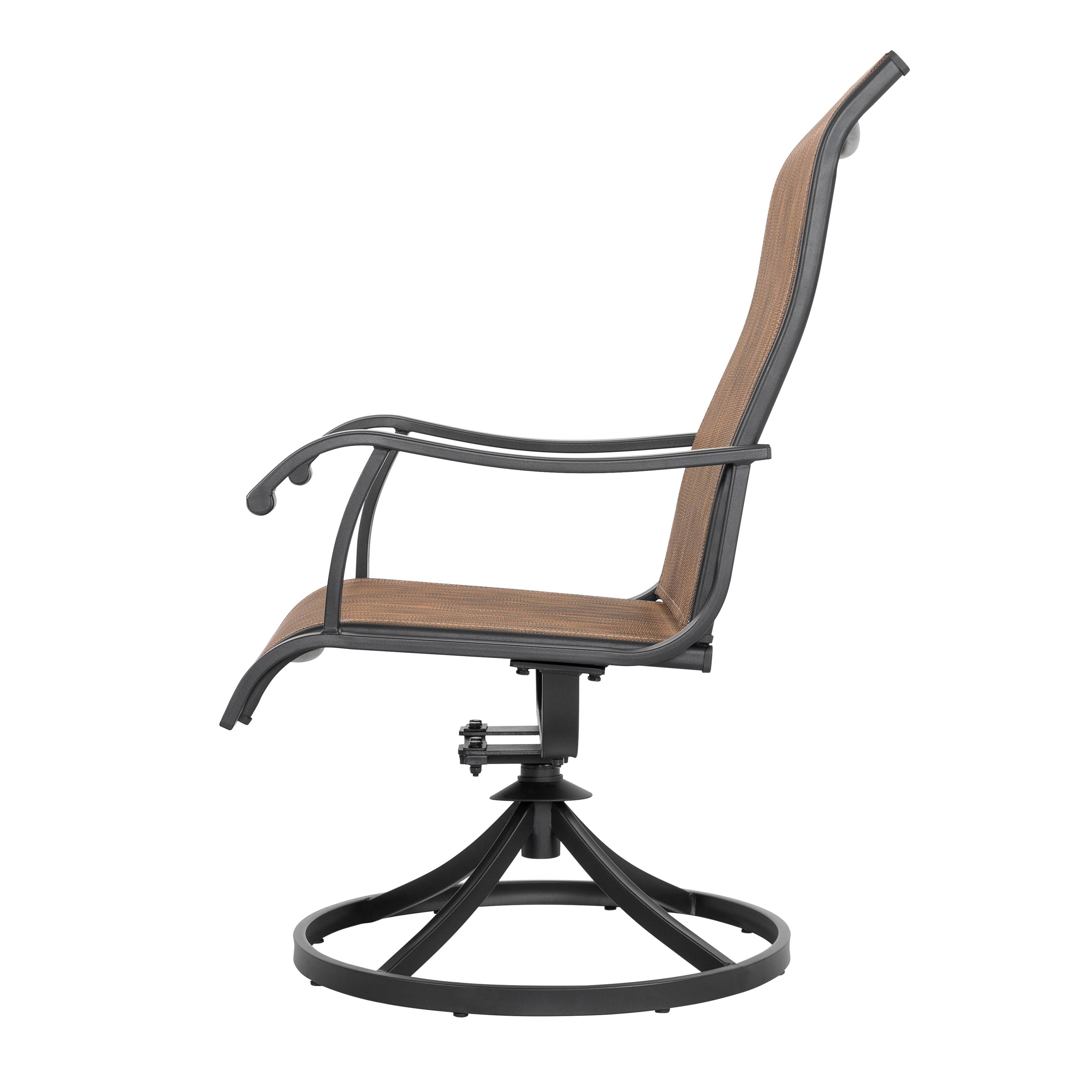Alt View 7. Nuu Garden - Patio 2-Piece Textilene Dining Chairs, Smooth 360-Degree Swivel, Metal Frame - Brown and Black.